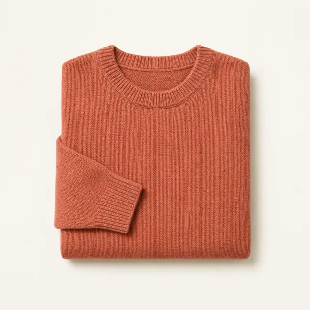 Terracotta knit sweater used in a product match demonstration